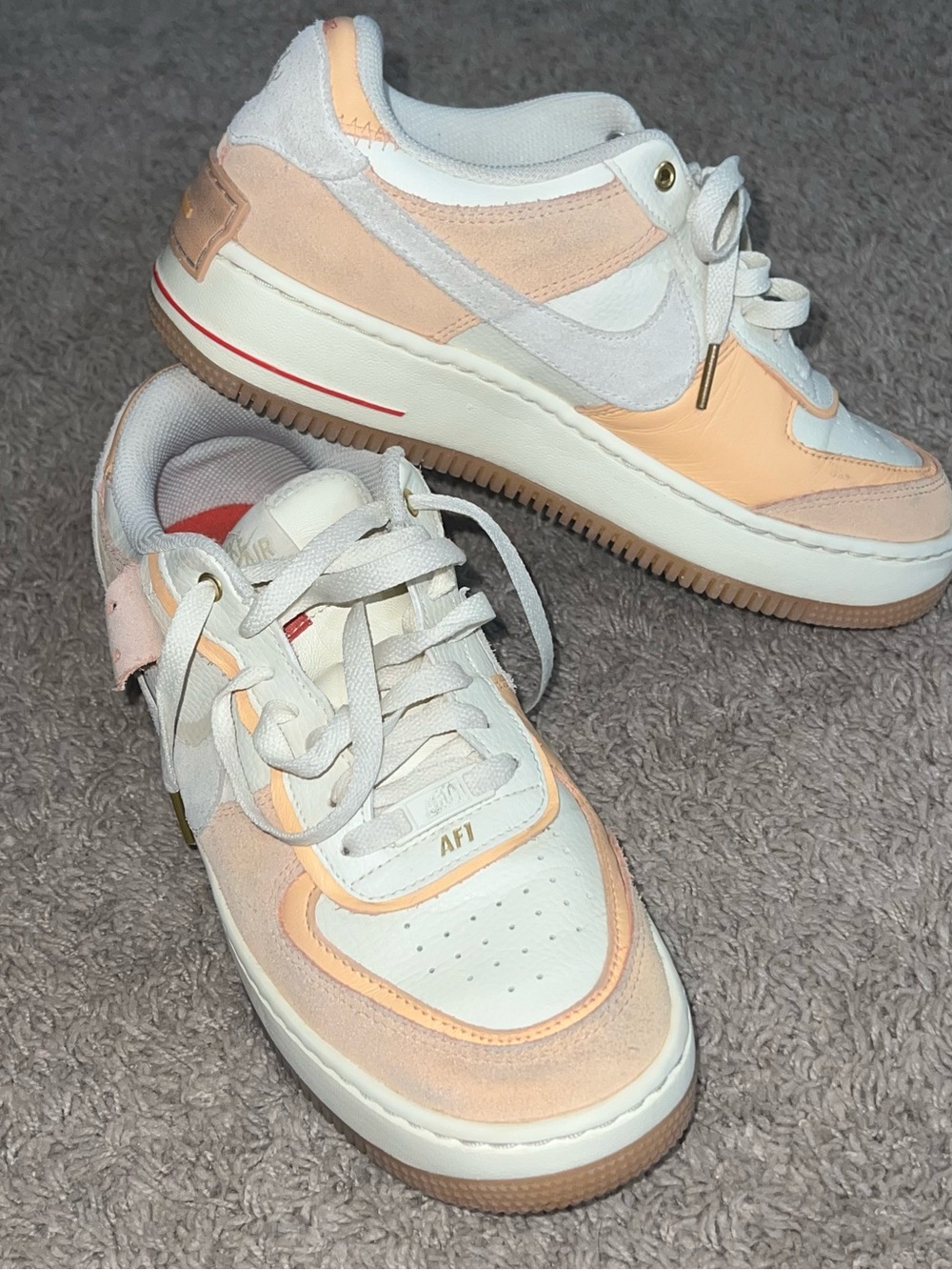 Nike Air Force One Women's Sneakers in White, Cream and Peach